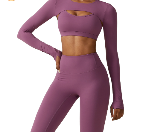 Conjunto Premium feminino 3 Peças com Compressão Inteligente e Manga Longa